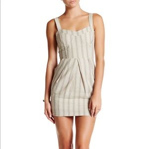 Striped Linen Blend Bustier Dress